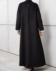 Winter Coat Abaya in wool with white organza