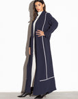 Navy Blue Utility Abaya with Ivory Detailing RTW