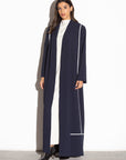 Navy Blue Utility Abaya with Ivory Detailing RTW