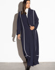 Navy Blue Utility Abaya with Ivory Detailing RTW