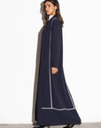 Navy Blue Utility Abaya with Ivory Detailing RTW