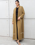 Olive Green Utility Abaya with Ivory Detailing RTW