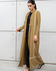 Olive Green Utility Abaya with Ivory Detailing RTW