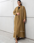 Olive Green Utility Abaya with Ivory Detailing RTW