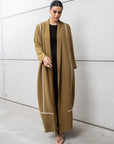 Olive Green Utility Abaya with Ivory Detailing RTW