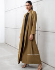 Olive Green Utility Abaya with Ivory Detailing RTW