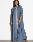 Textured Loose Cut Blue Abaya RTW