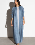 Textured Loose Cut Blue Abaya RTW