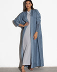 Textured Loose Cut Blue Abaya RTW