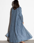 Textured Loose Cut Blue Abaya RTW