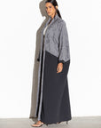 Textured Abaya in Charcoal Gray RTW