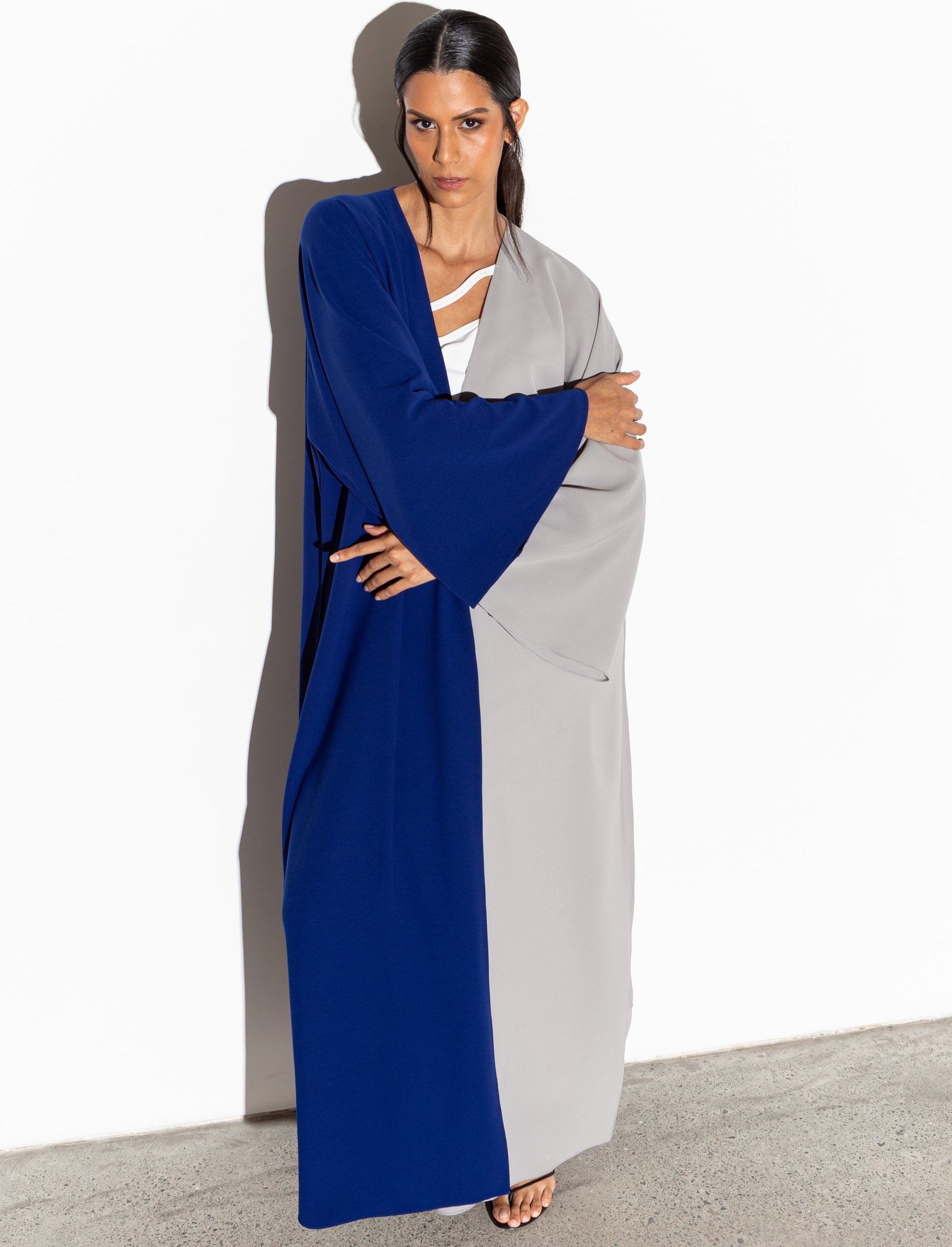 Two Sided Abaya in Blue_Grey RTW