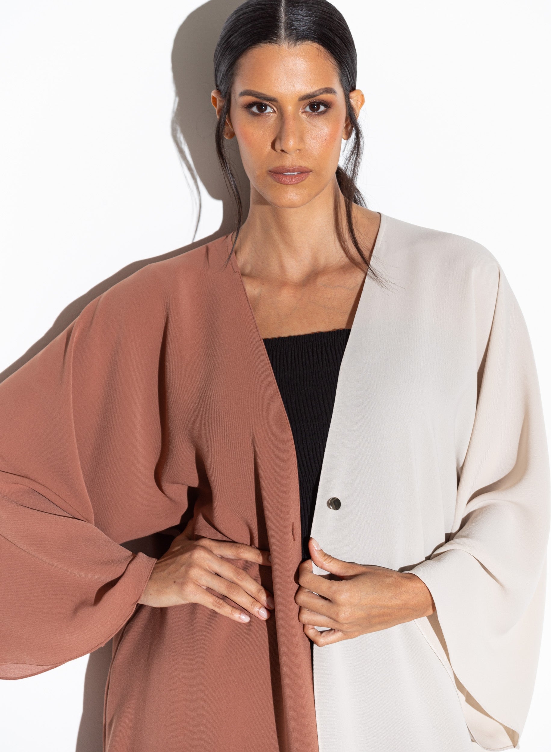 Two Sided Abaya in Brick Beige RTW