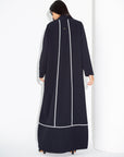 Black Utility Abaya with White Lines RTW