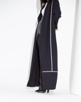 Black Utility Abaya with White Lines RTW