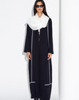 Black Utility Abaya with White Lines RTW