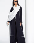 Black Utility Abaya with White Lines RTW