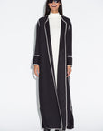 Black Ripple Abaya with Ivory Detailing RTW