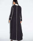 Black Ripple Abaya with Ivory Detailing RTW