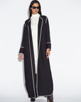 Black Ripple Abaya with Ivory Detailing RTW