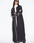 Black Ripple Abaya with Ivory Detailing RTW