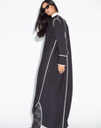 Black Ripple Abaya with Ivory Detailing RTW