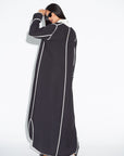 Black Ripple Abaya with Ivory Detailing RTW