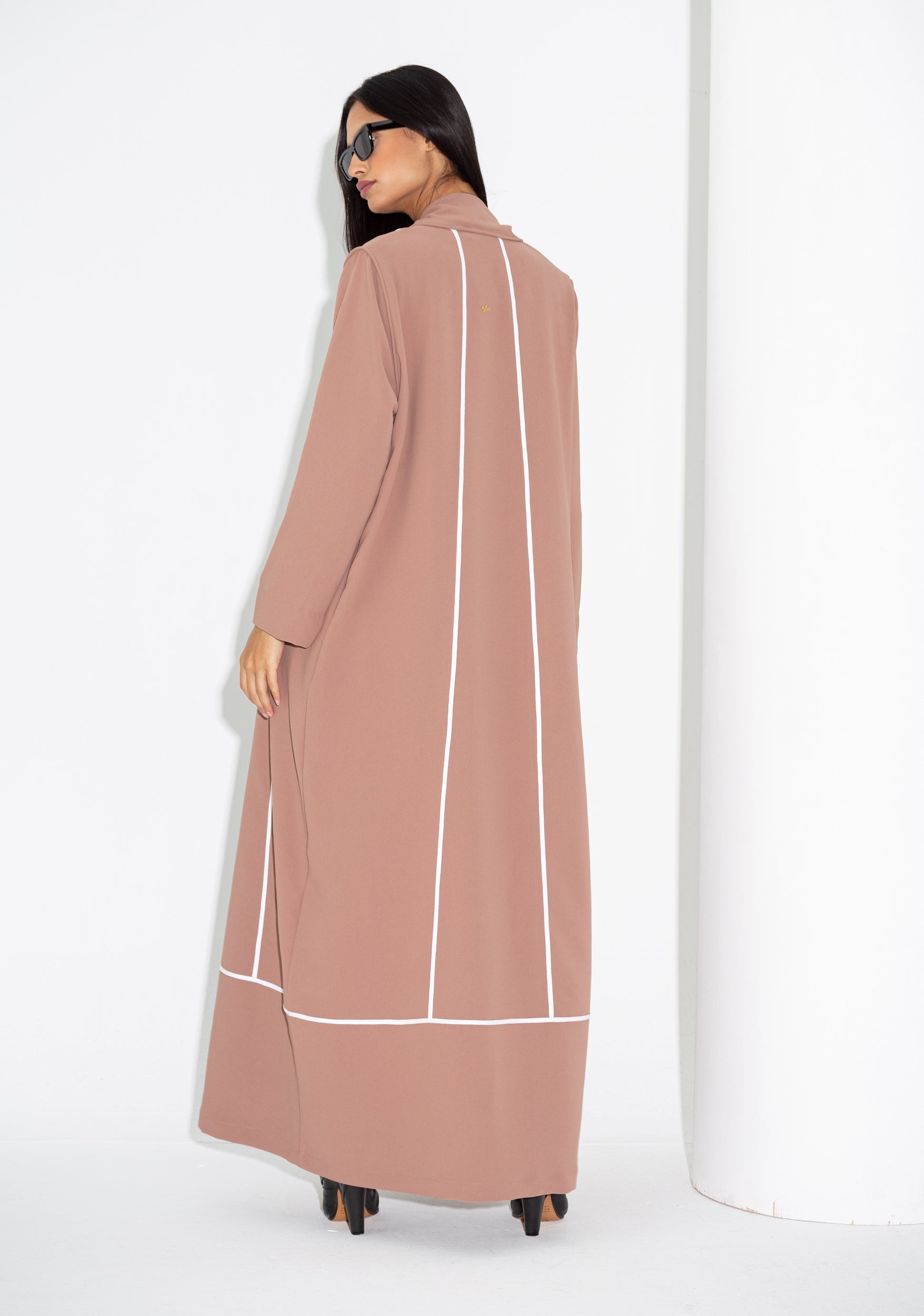 Beige Utility Abaya with Ivory Detailing RTW