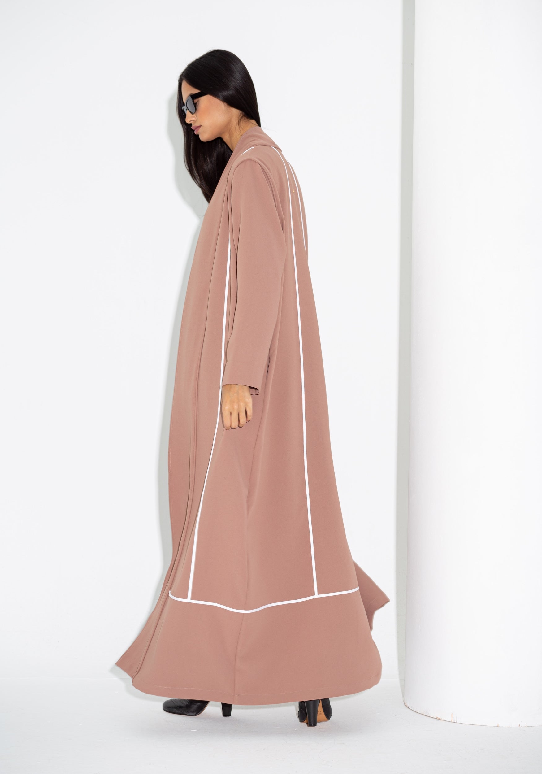 Beige Utility Abaya with Ivory Detailing RTW