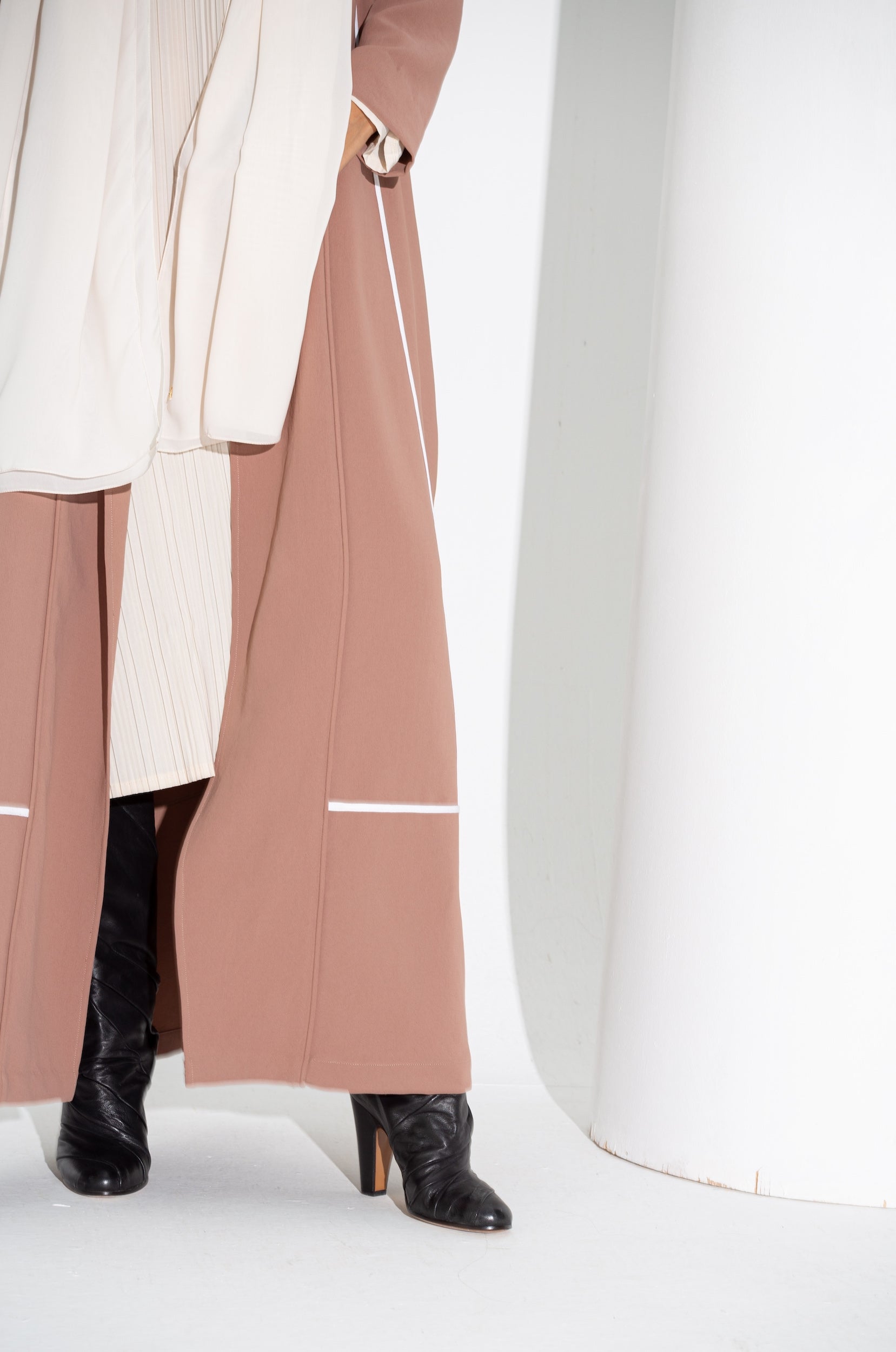 Beige Utility Abaya with Ivory Detailing RTW