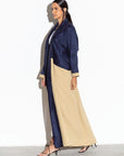 Navy Mustard Loose Abaya RTW