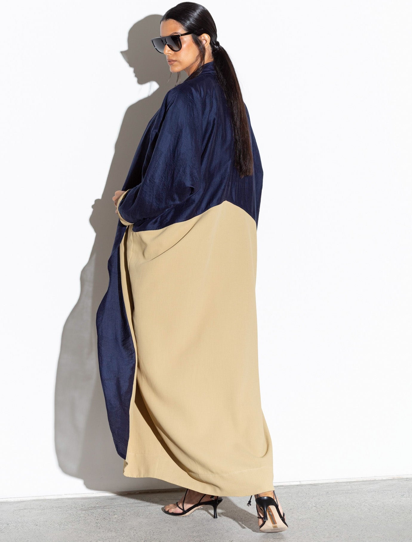 Navy Mustard Loose Abaya RTW