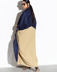 Navy Mustard Loose Abaya RTW