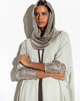 Mint Green Abaya with Metallic Sleeves RTW