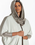 Mint Green Abaya with Metallic Sleeves RTW