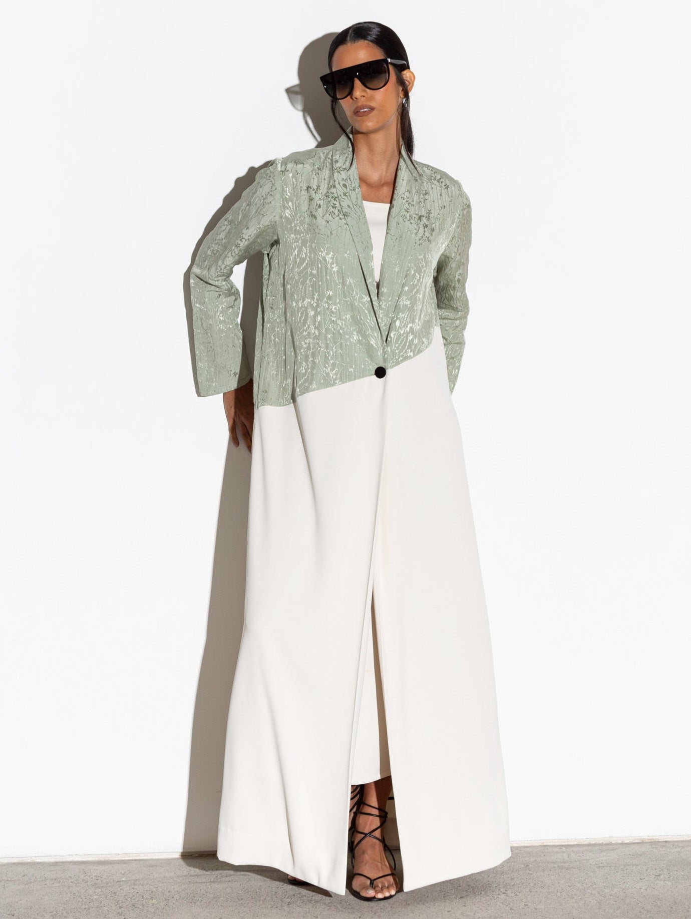 Diagonal Two Tone Mint green and Ivory RTW