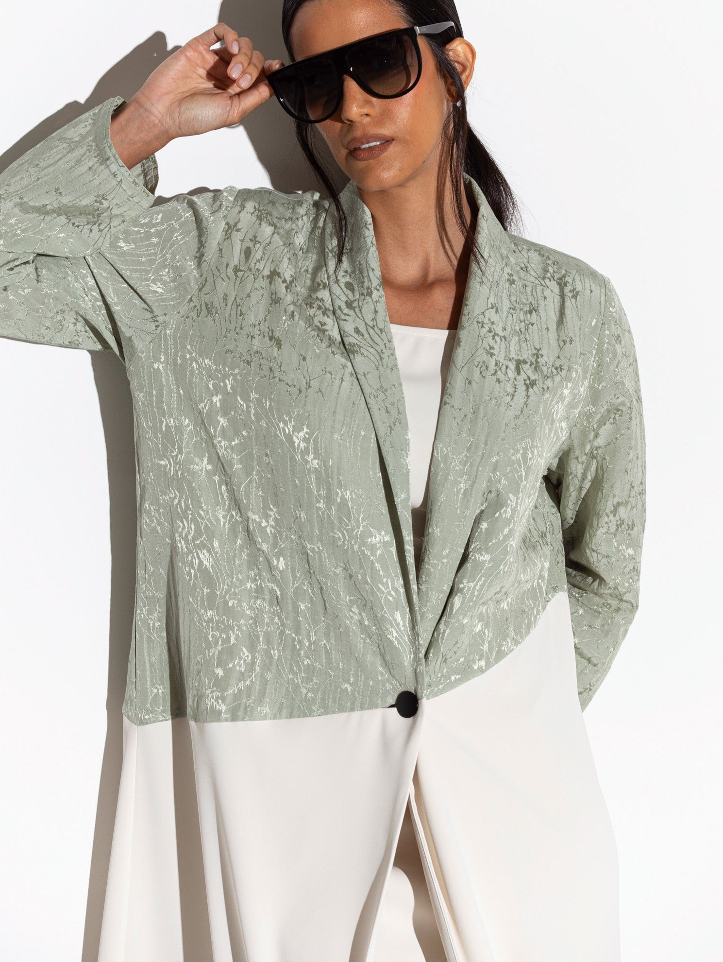 Diagonal Two Tone Mint green and Ivory RTW