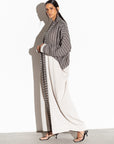 Stripe Abaya in Grey Green RTW