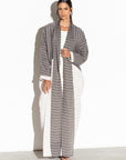 Stripe Abaya in Grey Green RTW