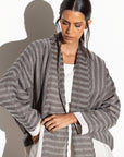 Stripe Abaya in Grey Green RTW