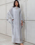 TEXTURED KAFTAN IN ICE GREY