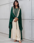 FLOWY KAFTAN IN EMERALD GREEN- BEIGE