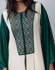 FLOWY KAFTAN IN EMERALD GREEN- BEIGE