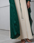 FLOWY KAFTAN IN EMERALD GREEN- BEIGE