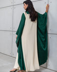 FLOWY KAFTAN IN EMERALD GREEN- BEIGE