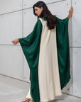 FLOWY KAFTAN IN EMERALD GREEN- BEIGE