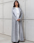 ABAYA IN SILVER WITH ORGANZA DETAILING