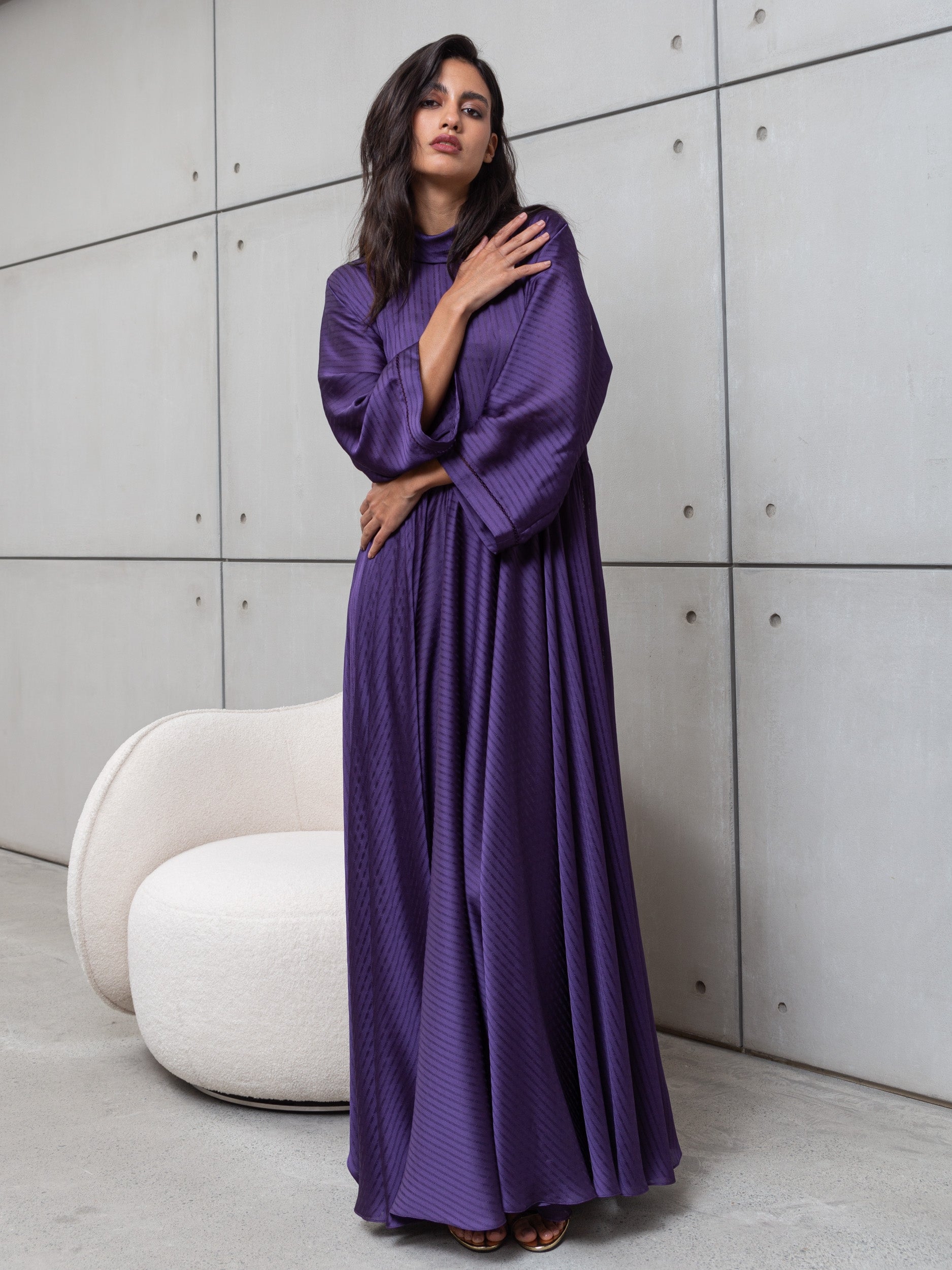 LOOSE STRIPE KAFTAN IN PURPLE