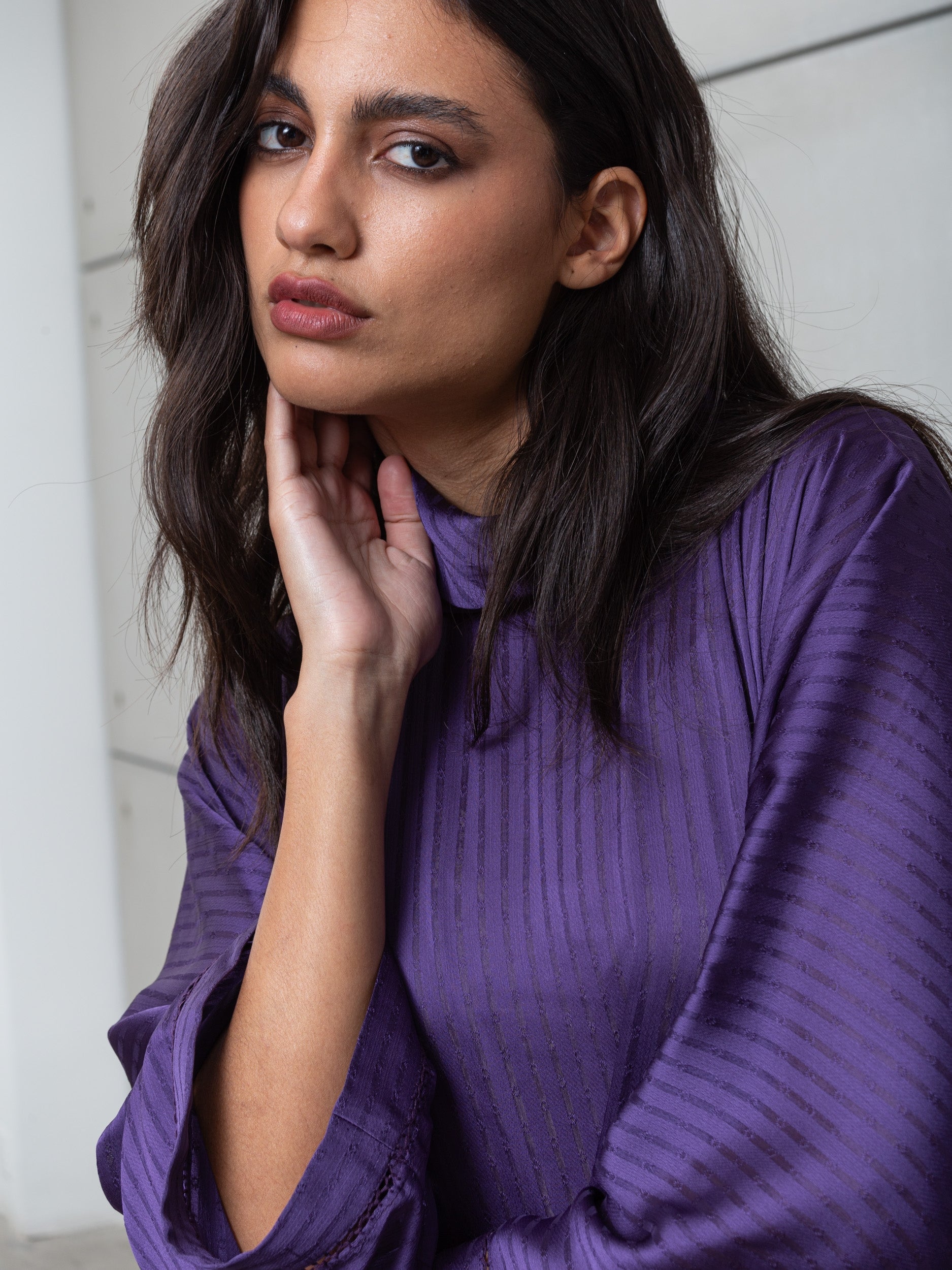 LOOSE STRIPE KAFTAN IN PURPLE