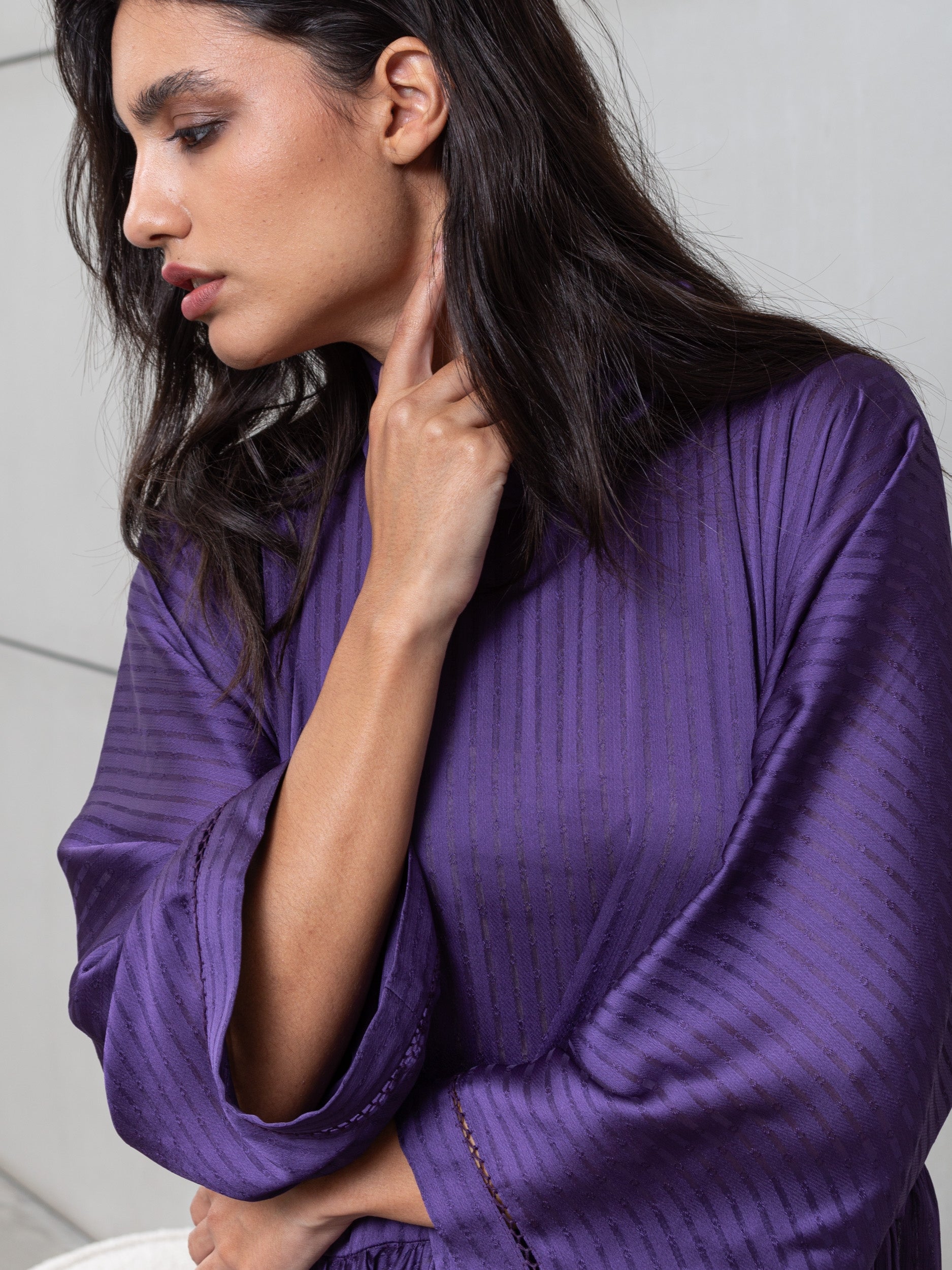 LOOSE STRIPE KAFTAN IN PURPLE